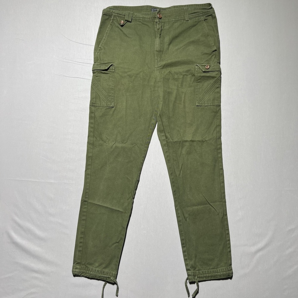 I Love Ugly Cargo Pants Mens Medium Green Utility Pockets Drawstring Hem Cotton
